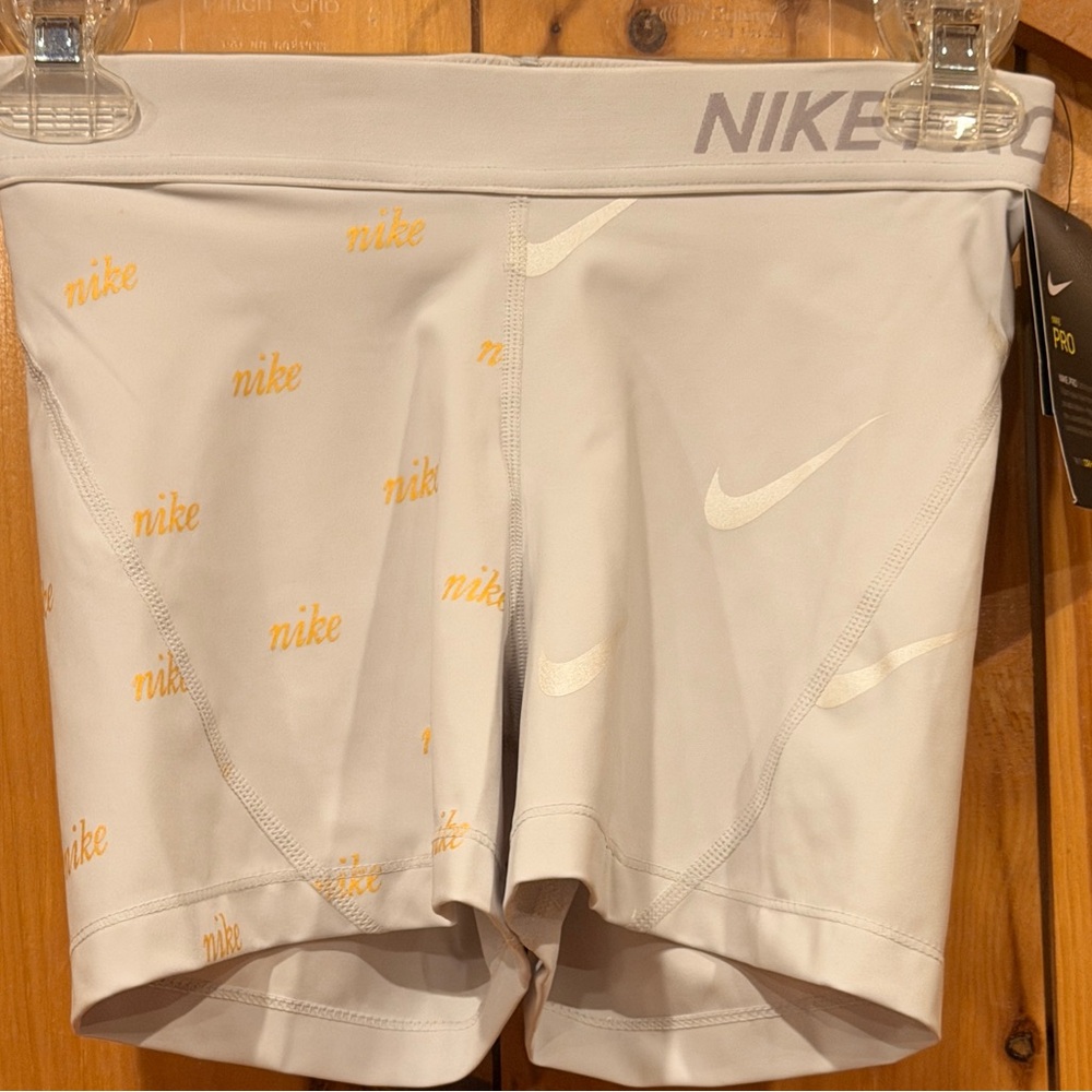 Nike White/Gray Dri-Fit Shorts with Swoosh Logos